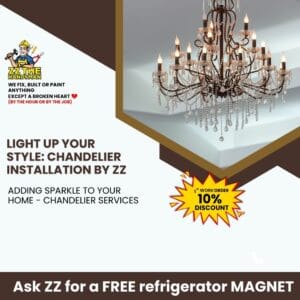 Handyman installing chandelier in Jacksonville