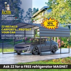 Professional handyman installing a carport in Jacksonville